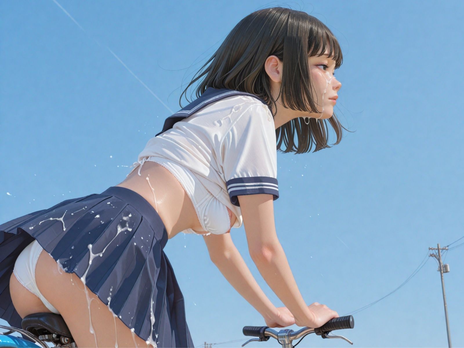 自転車女子校生 食い込み パンチラ 画像9