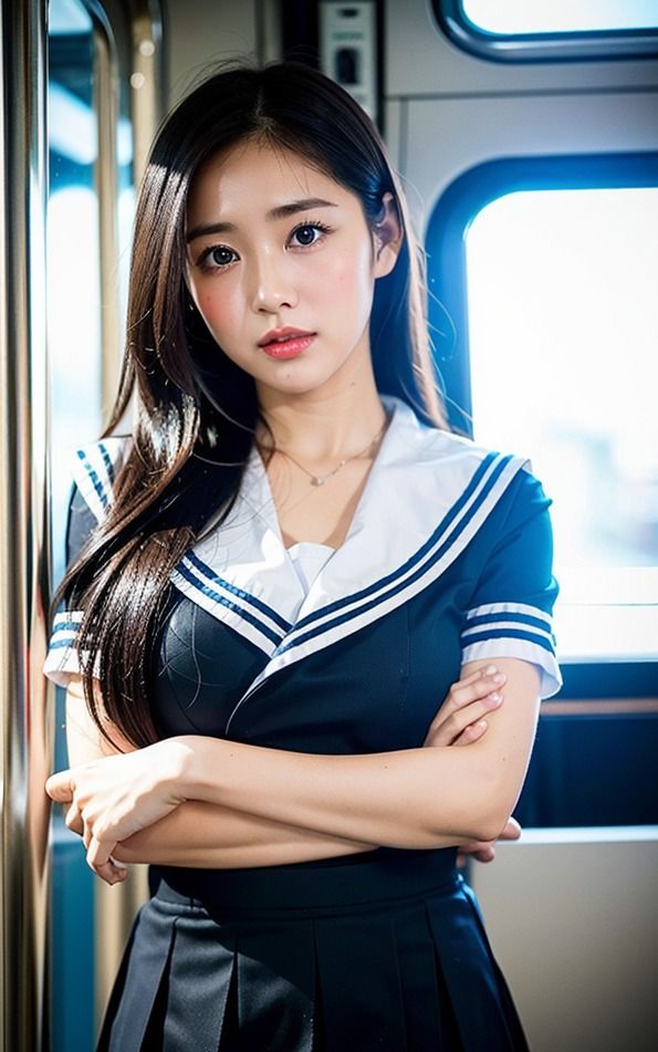 セーラー服と電車の私 AI美女の車窓からの誘惑の画像6