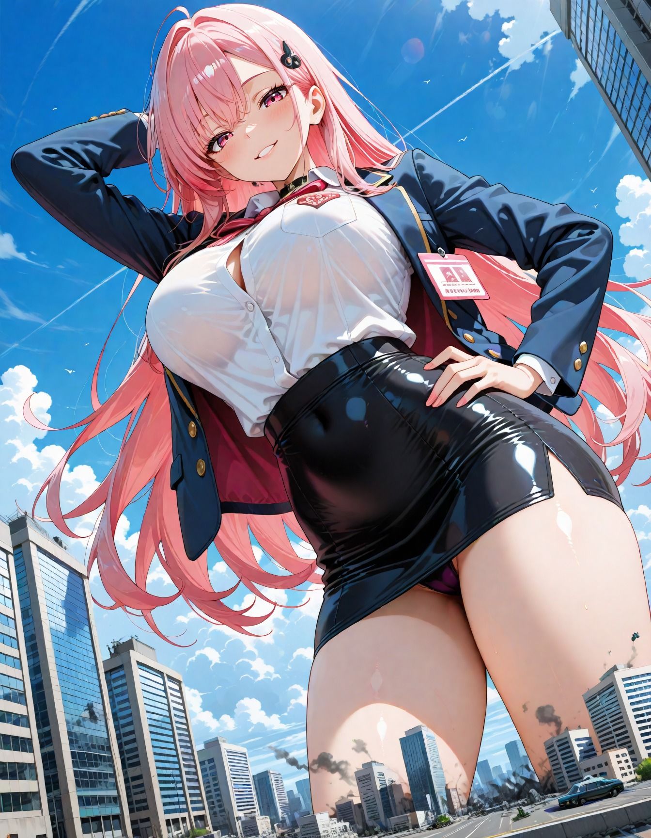 巨大娘、目覚めた街で踏み出す第一歩。のサンプル画像 6