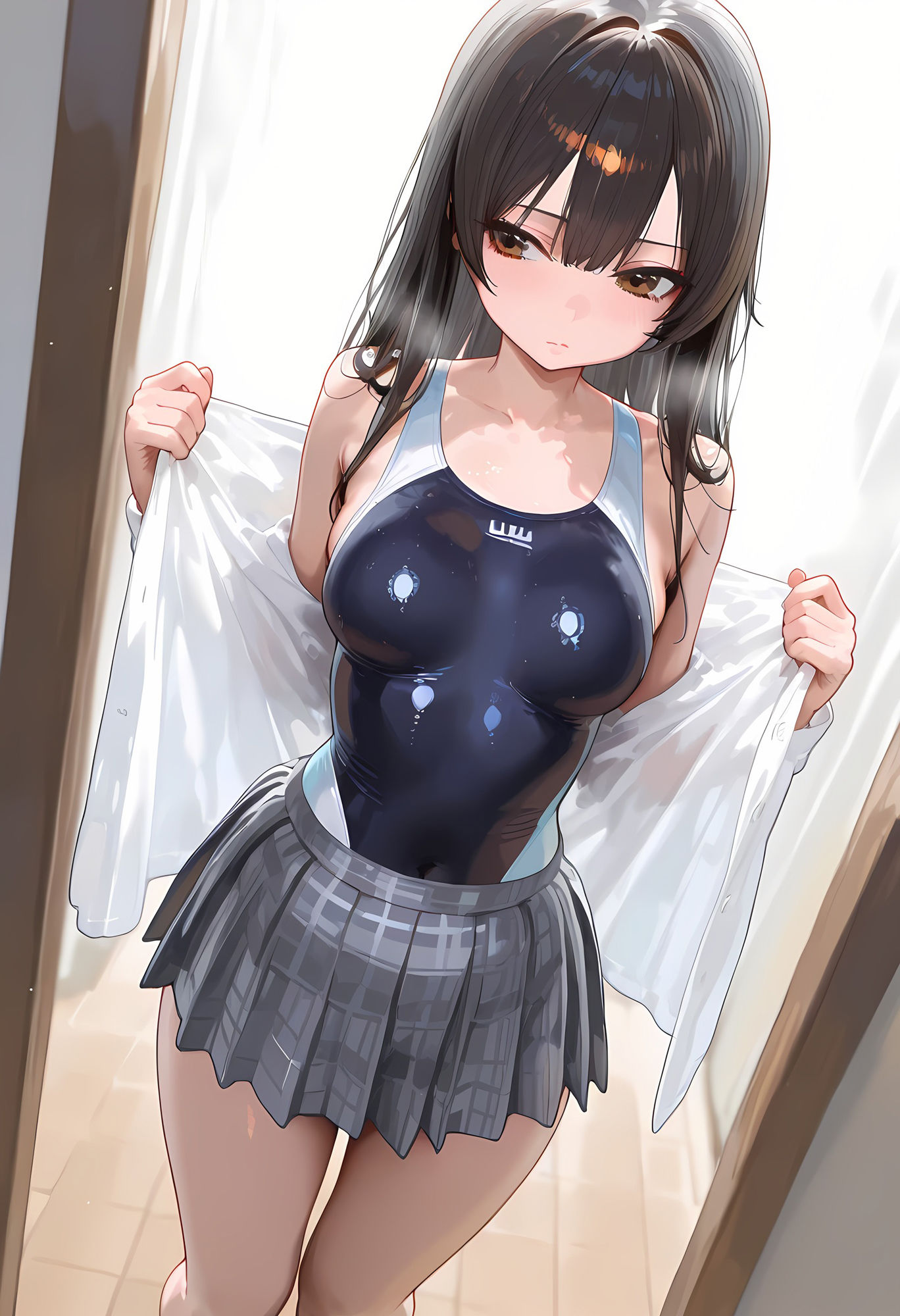 黒髪 競泳水着美少女とH イラスト素材集のサンプル画像 6