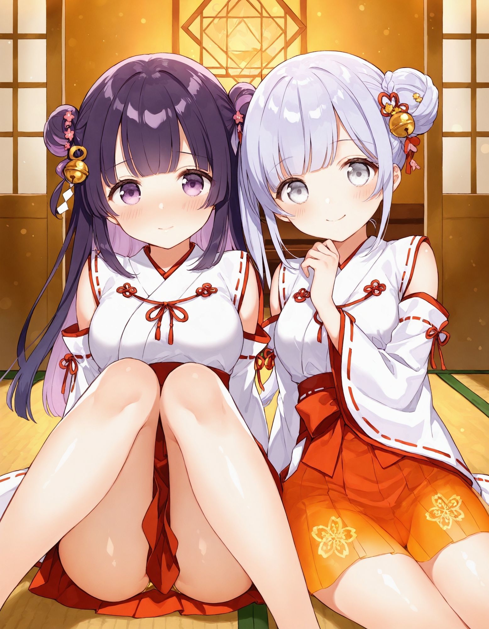 巫女コスで座りパンチラのサンプル画像 6