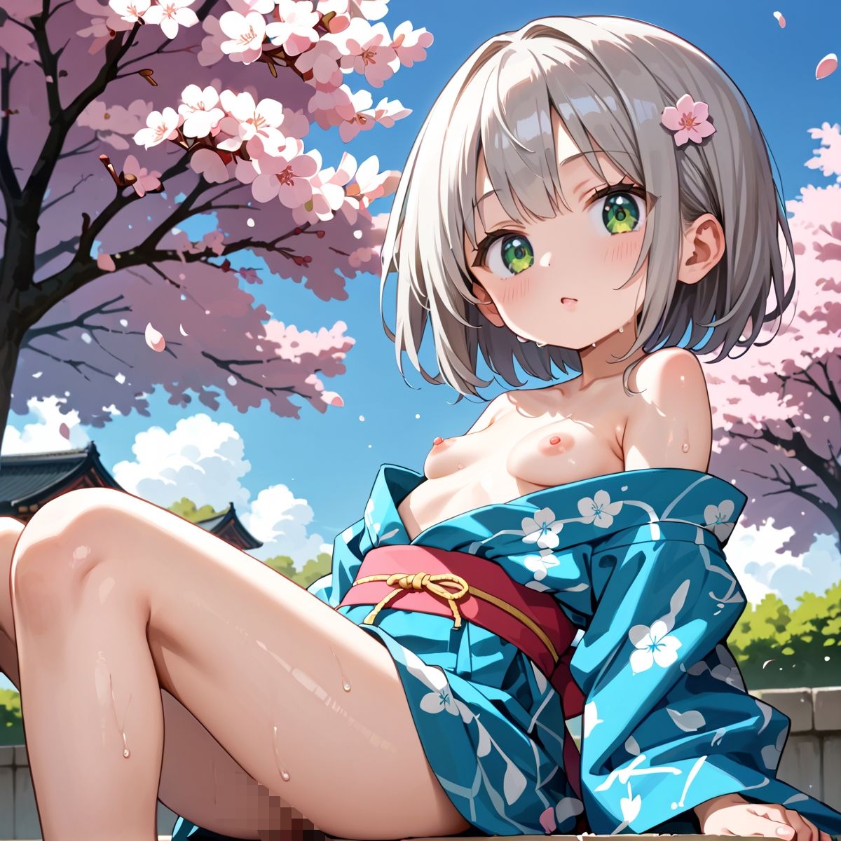 昼桜のもと、不意に帯がほどける予感？page.1のサンプル画像 6