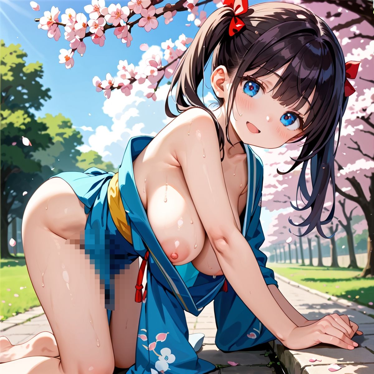 昼桜のもと、不意に帯がほどける予感?page.2のサンプル画像 6