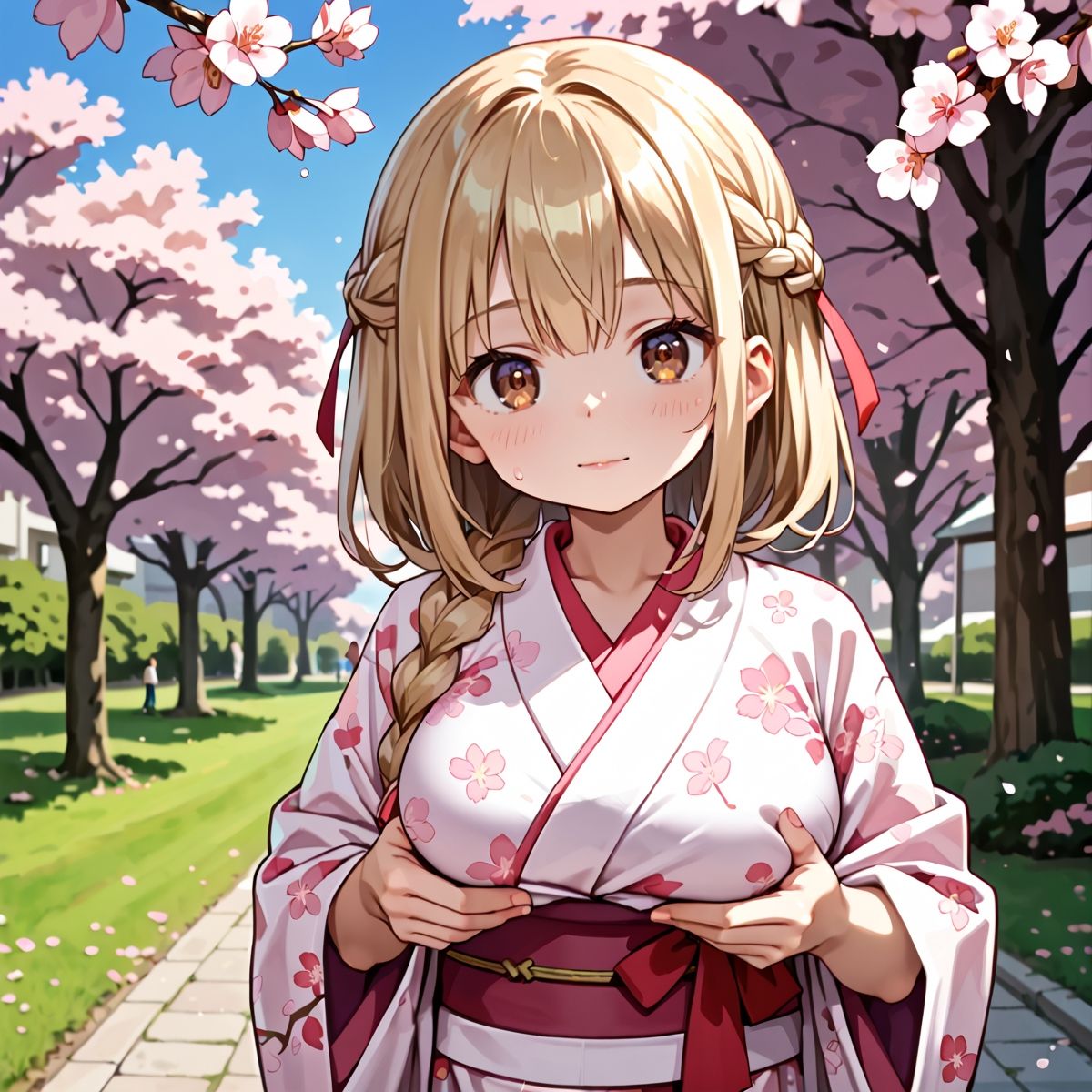 昼桜のもと、不意に帯がほどける予感？page.7のサンプル画像 6