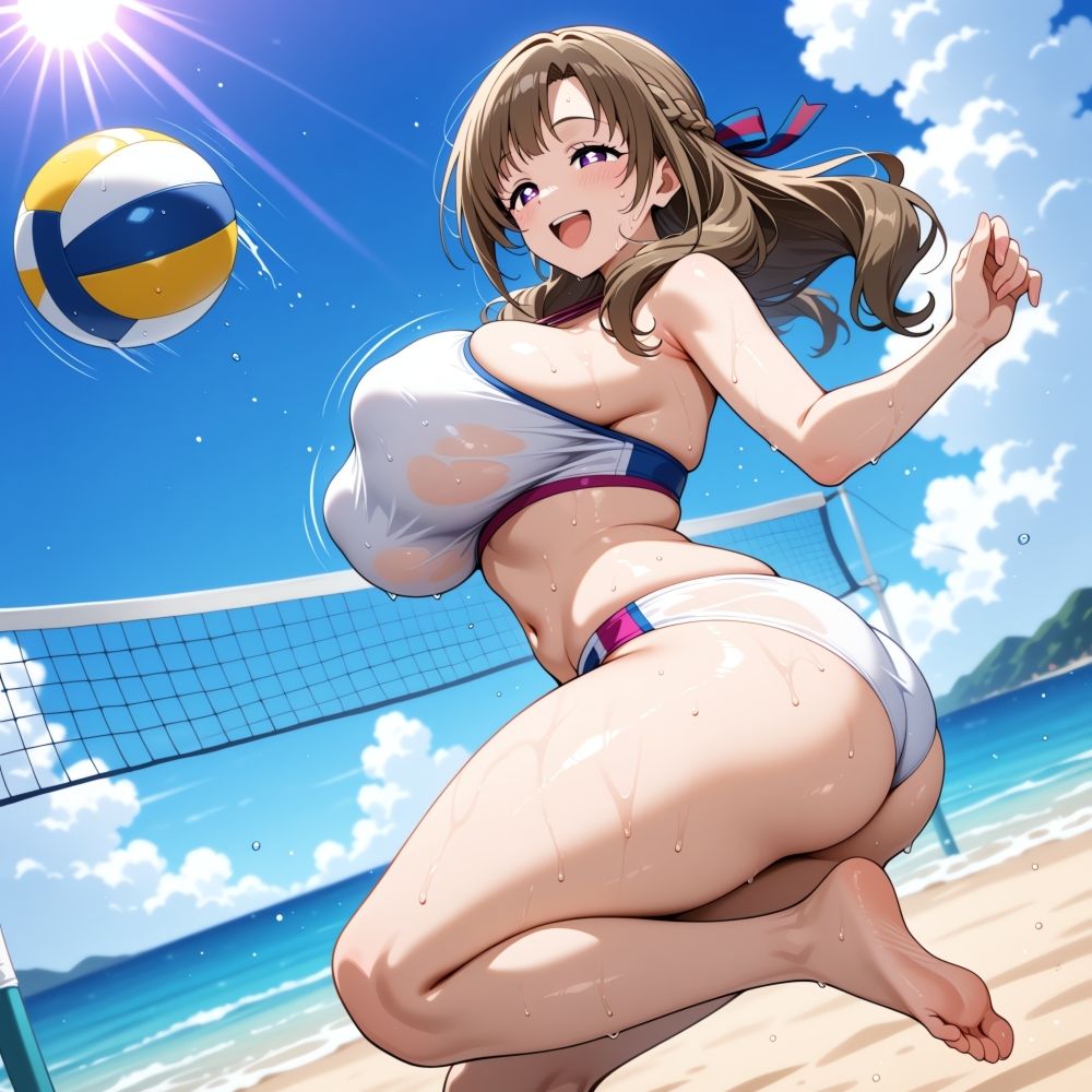 夏のビーチバレースポーツビキニコスプレ人妻カップル発情中出しHの夢18禁同人エロ画像CG集R-18のサンプル画像 6
