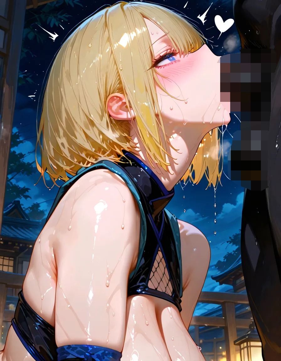金髪ショートカット美少女が忍者で汗だくぬれぬれエッチ写真集【AIグラビアモデル】のサンプル画像 6