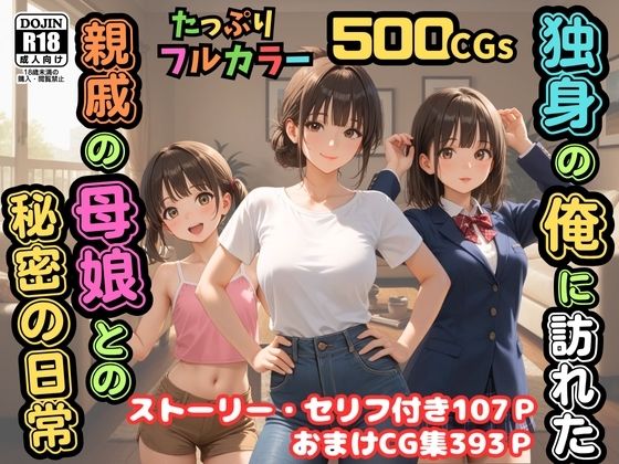 《d_688662》【500枚】独身の俺に訪れた親戚の母娘との秘密の日常【オナニーのお手伝いの記録】【熟女】【妹】【パイパンロリ美少女】のパッケージ画像