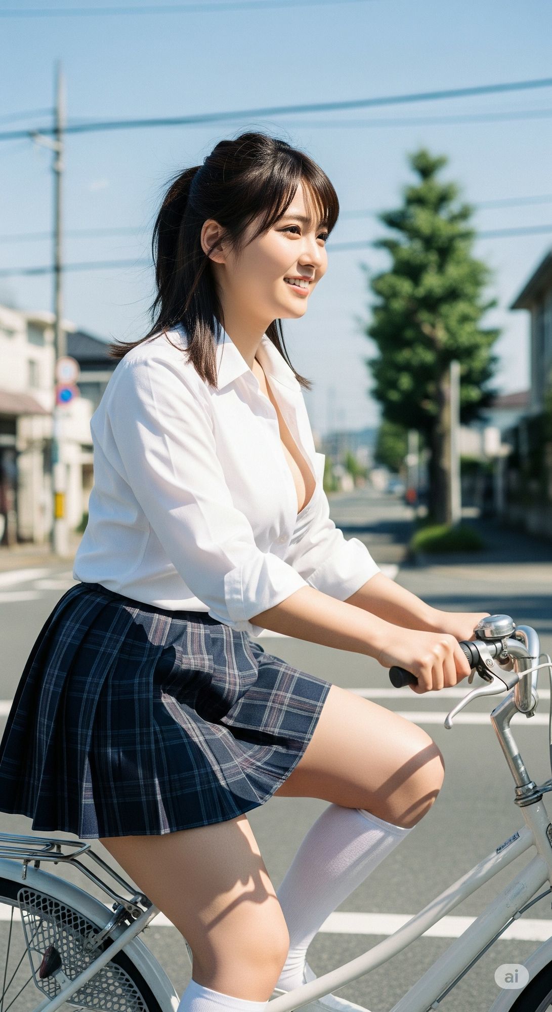 学校帰りのミニスカ自転車JK(パンチラあり)のサンプル画像 6