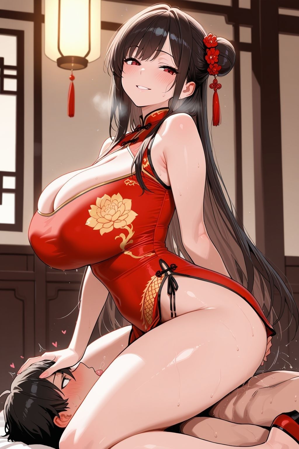 チャイナドレスが爆乳でちぎれそうのサンプル画像 6