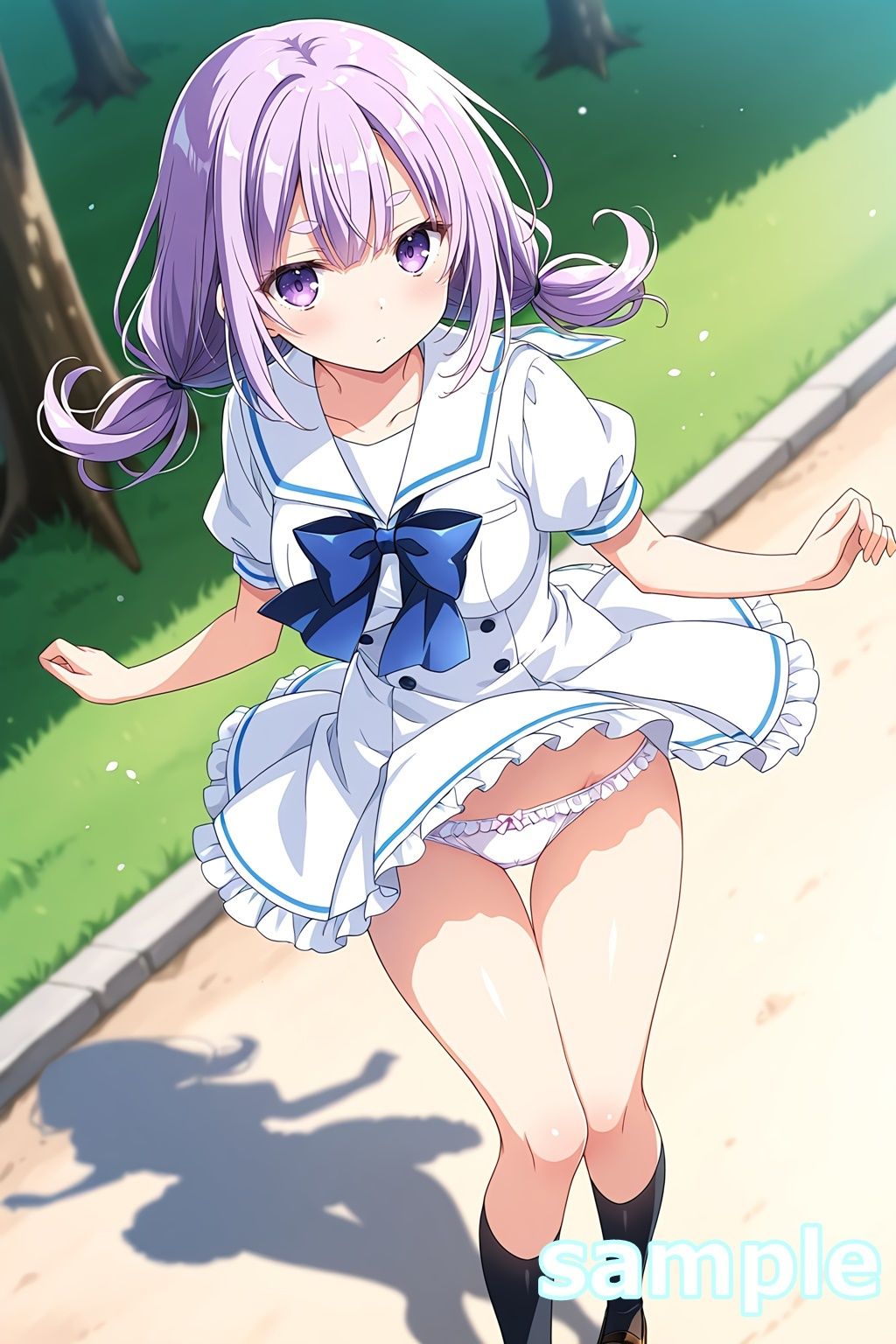 おパンツ拝見イラスト集 〜セーラー服女子校生・風のいたずら編〜 画像9