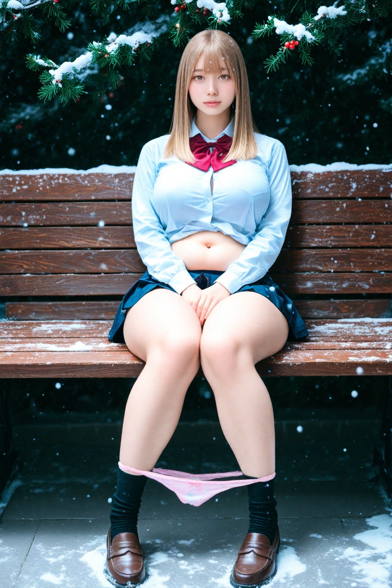 Snow J...3， 〜雪のベンチで魅せるパンチラショット集〜の画像8