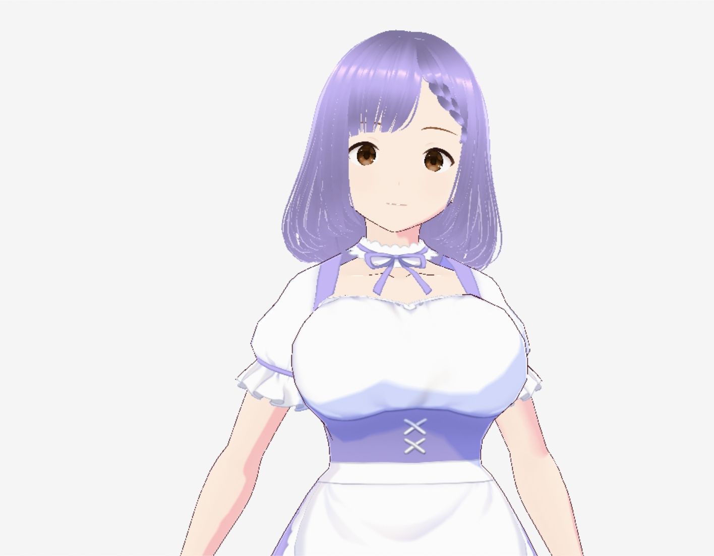 パープルヘアのメイド服のお姉さん（セリフなし  3DCGモデル  イラスト集）のサンプル画像 6