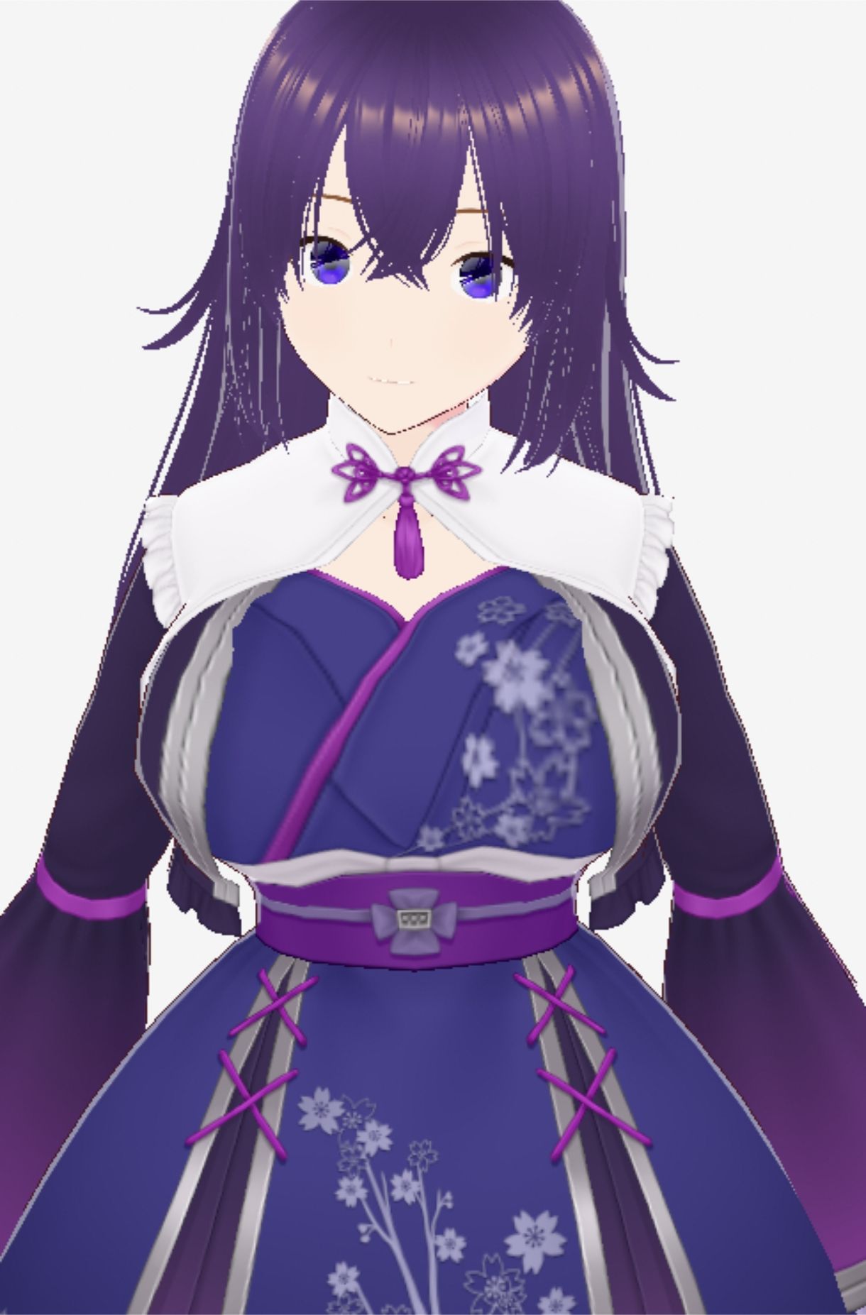 青紫の和模様ドレスの巨乳美女（セリフなし  3DCGモデル  イラスト集） (dcg jp-001)