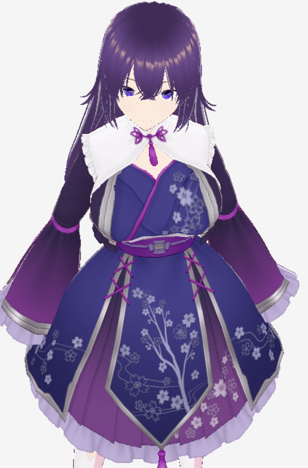 青紫の和模様ドレスの巨乳美女（セリフなし  3DCGモデル  イラスト集） (dcg jp-004)