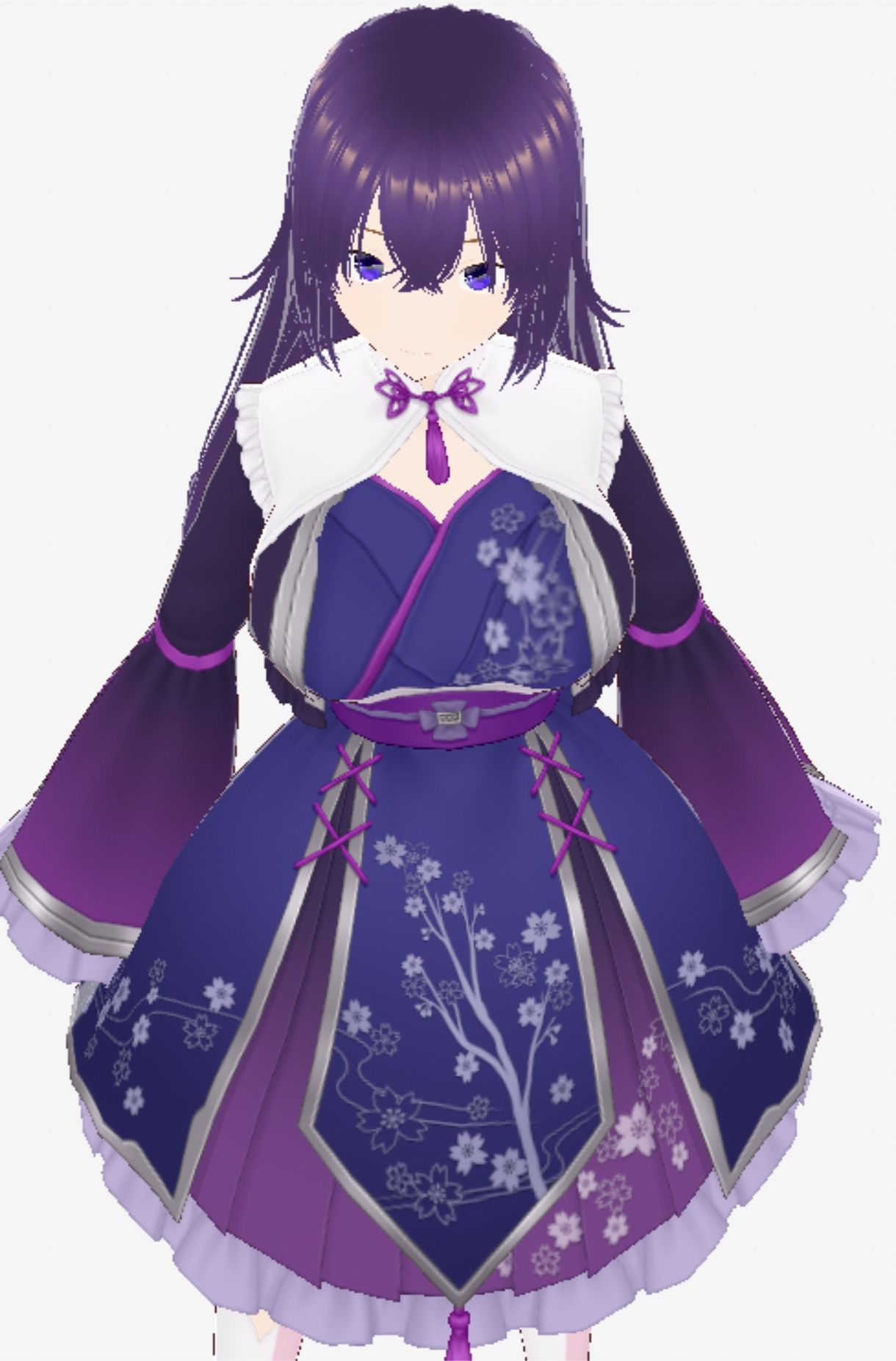 青紫の和模様ドレスの巨乳美女（セリフなし  3DCGモデル  イラスト集） (dcg jp-005)