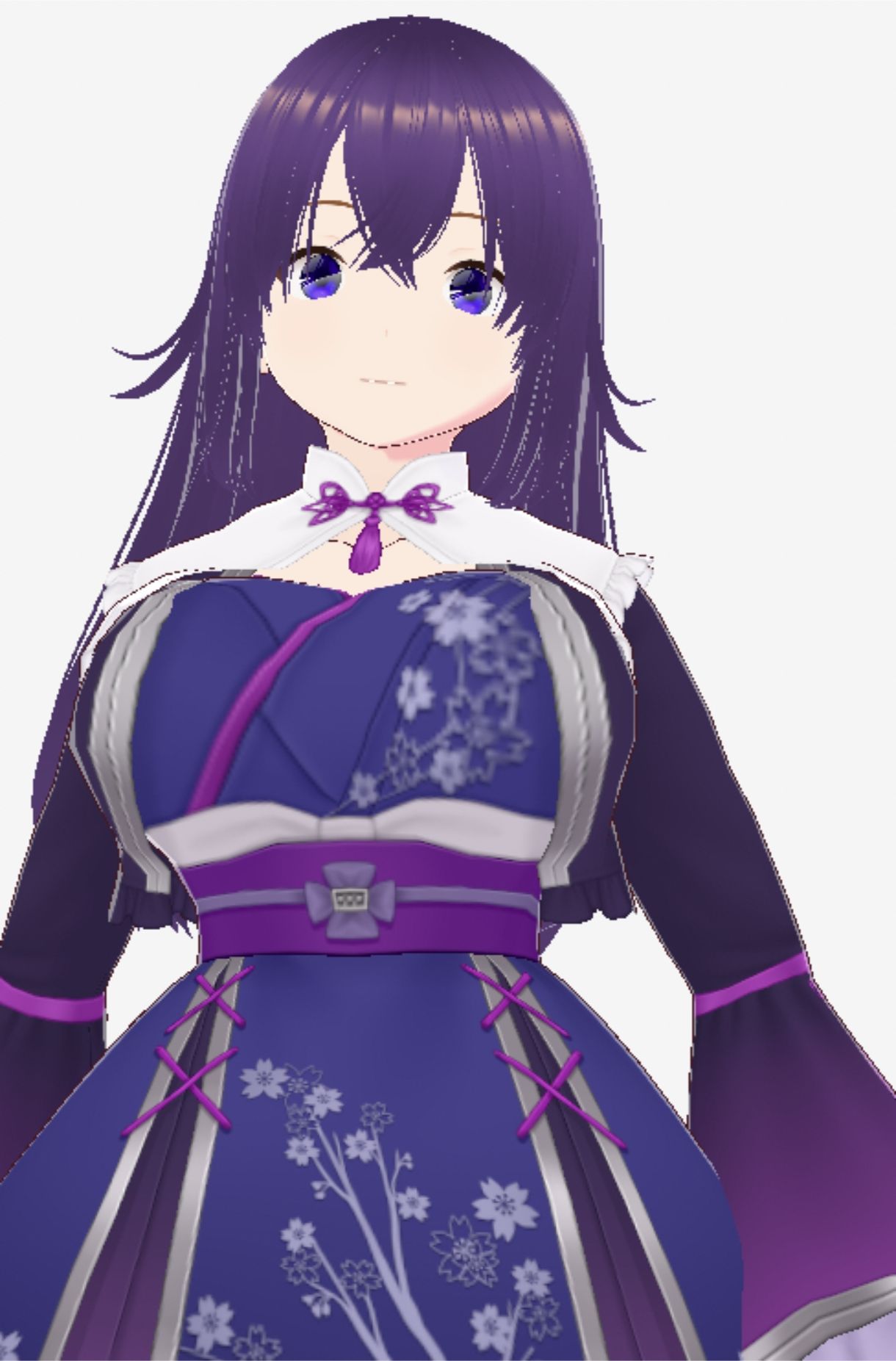 青紫の和模様ドレスの巨乳美女（セリフなし  3DCGモデル  イラスト集） (dcg jp-009)