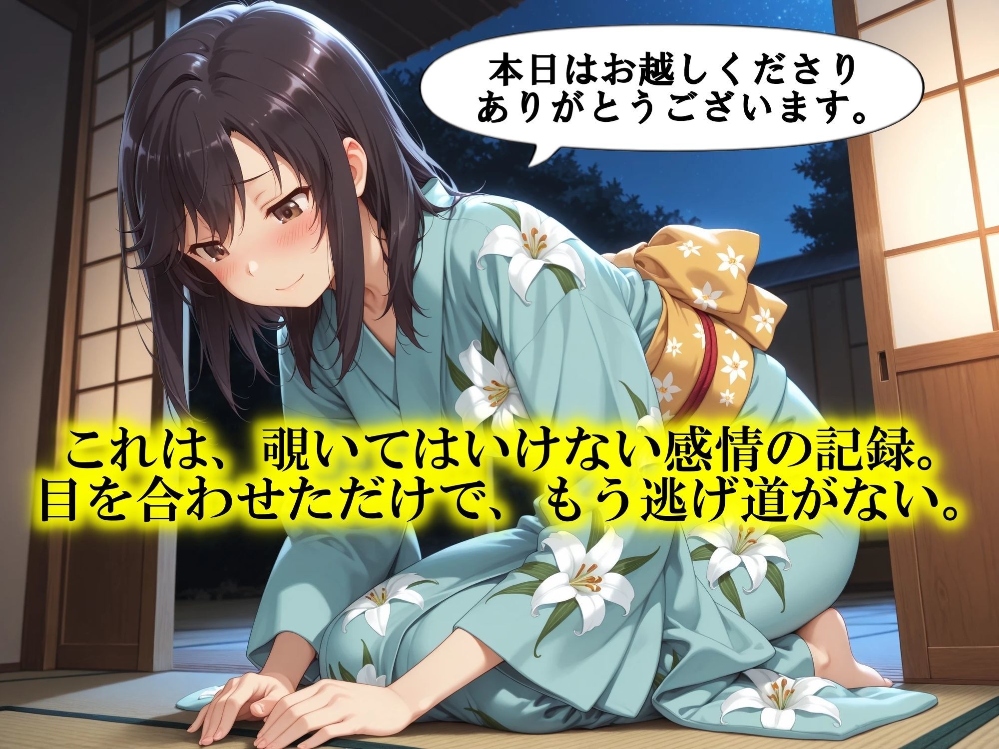 AIイラストCG集124 おもてなし亭 Vol.2 蛍小町(セリフ・擬音付きイラスト集)のサンプル画像 6