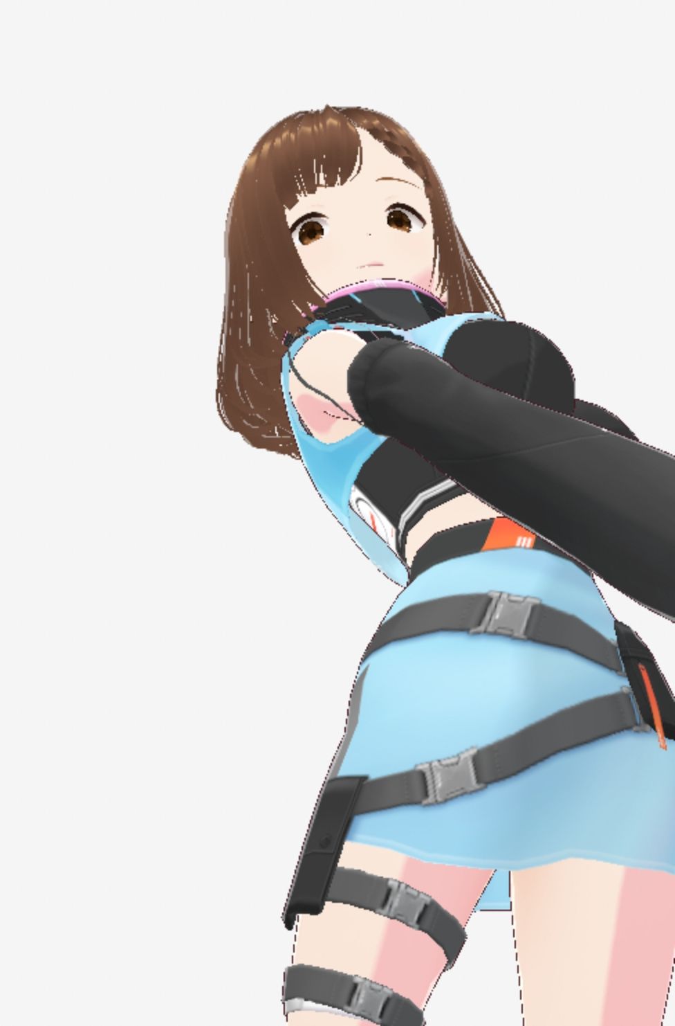 未来から来たような水色の服の巨乳のお姉さん(セリフなし 3DCGモデル イラスト集)のサンプル画像 6