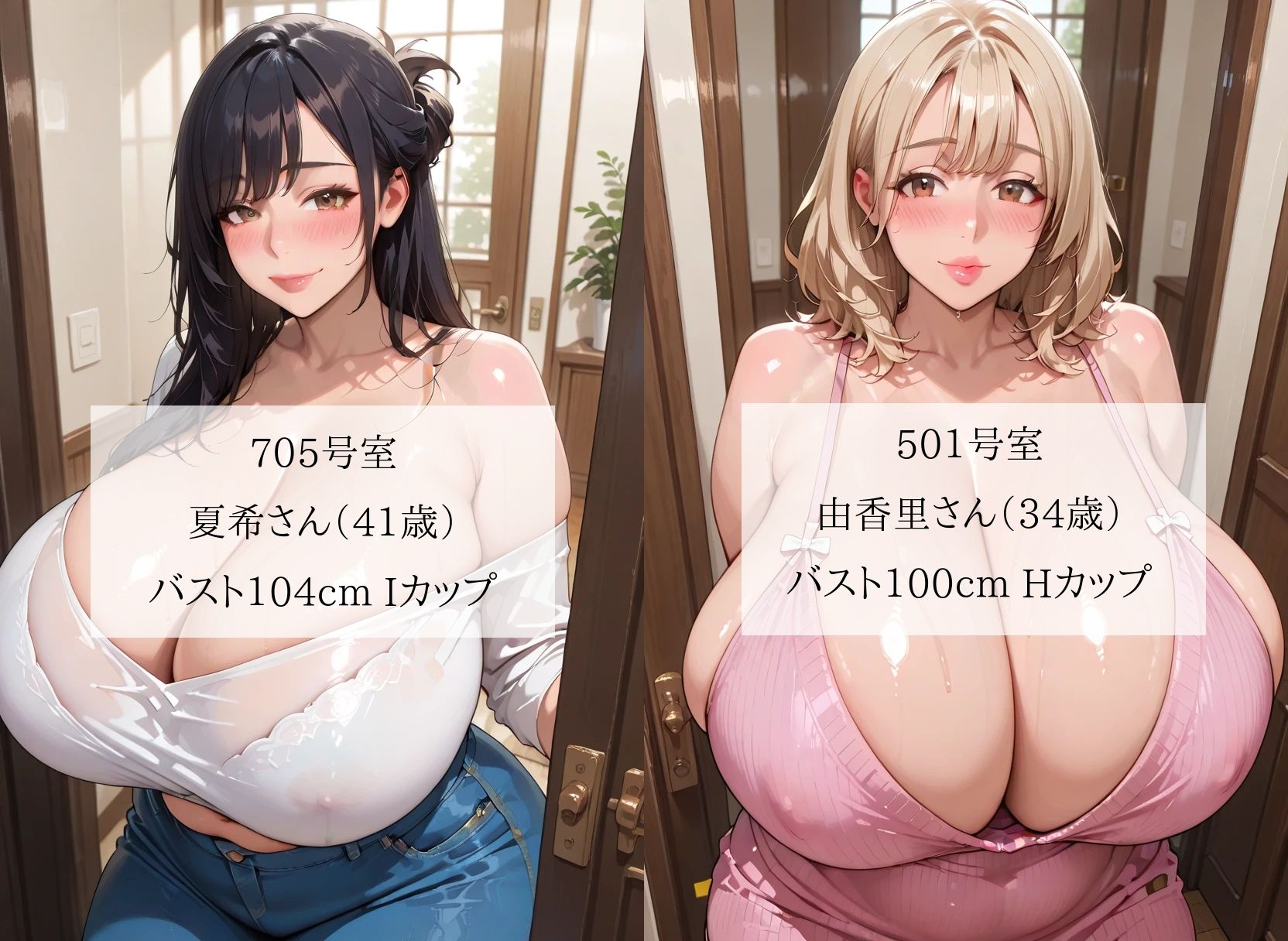 淫獄人妻マンション〜近所のデカ乳むっちり熟女たちに裏アカがバレて毎日搾精される性奴●になりました＜セリフ付CG集＞ | 熟めろん サンプル画像1枚目