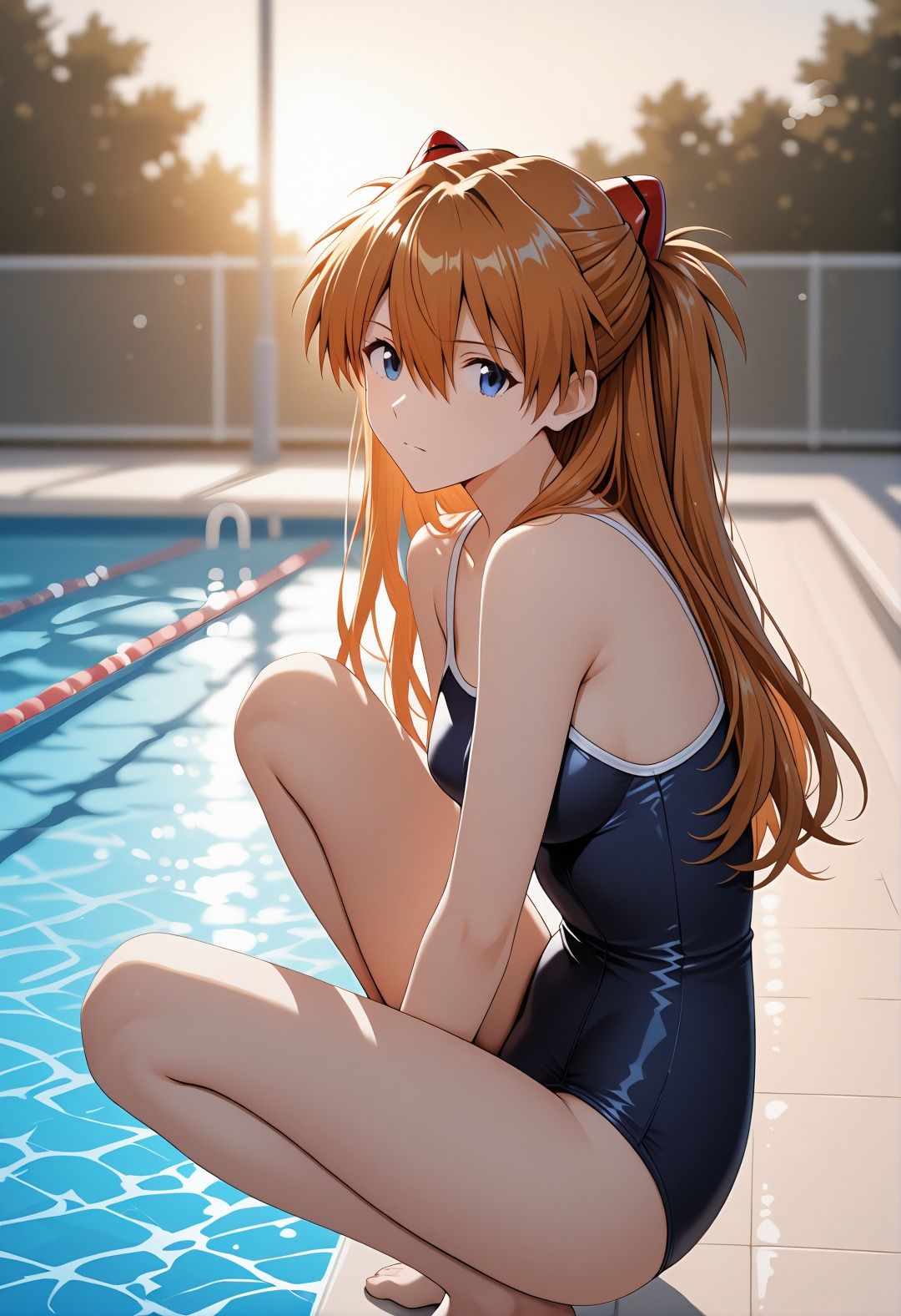 エヴ◯ンゲリオンア◯カ催●学校プール露出凌●パロディ 制服脱衣と水着野外セックス満載CG集 画像7