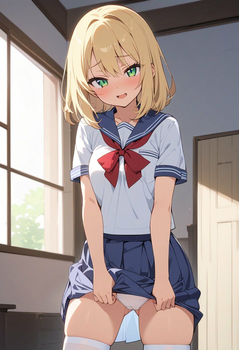セーラー服でパンチラ×8ポーズのサンプル画像 6