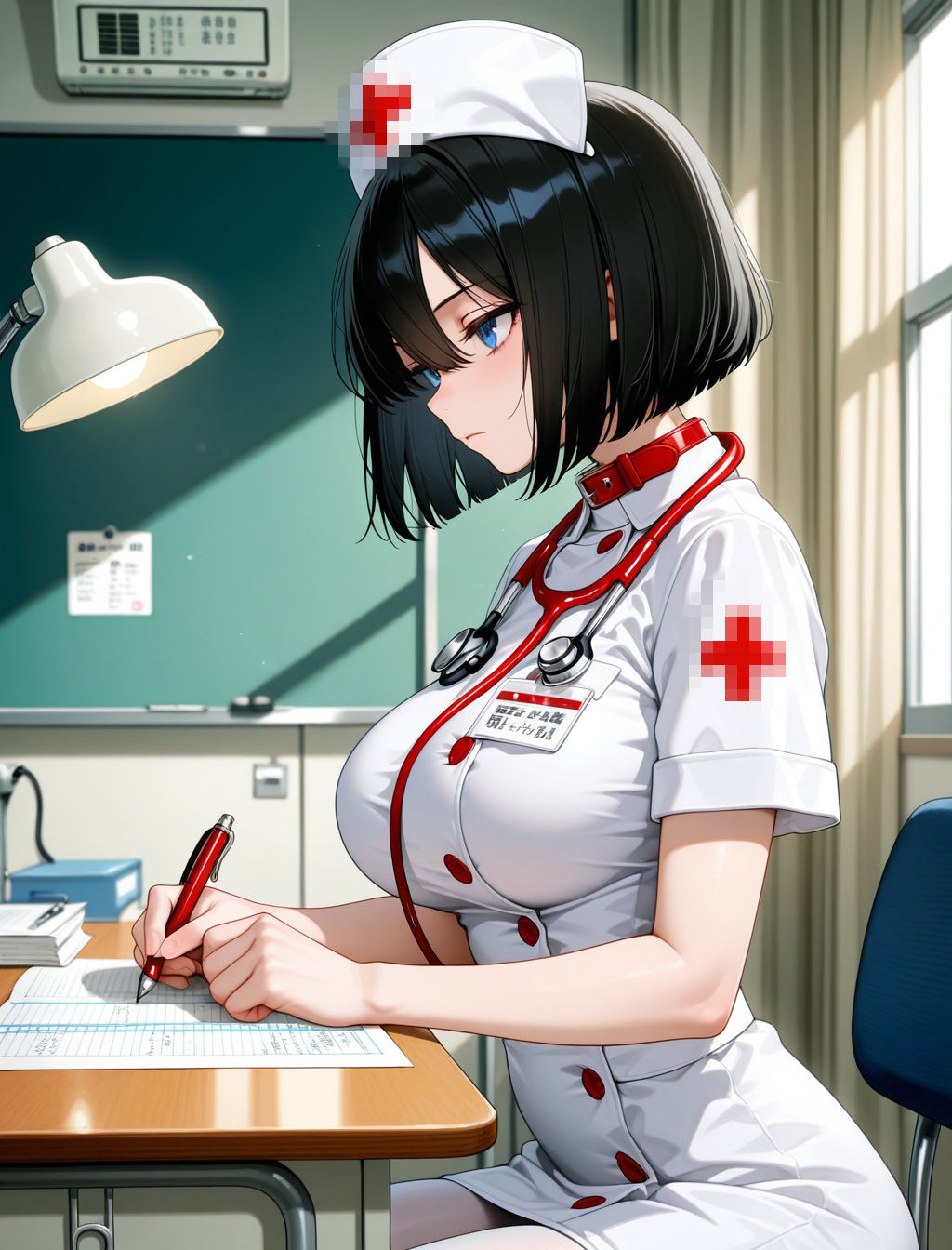 入院中、真面目なド変態巨乳ナースと中出しエッチしまくったのサンプル画像 1