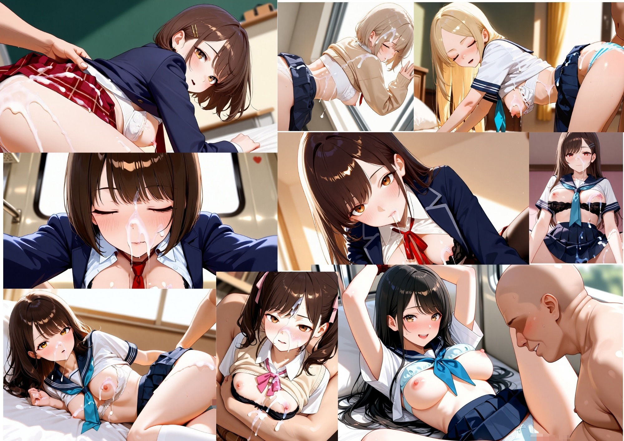 【4K神画質/120FPS】制服JK120人に小太りおじさんがぶっかけ顔射120連発!〜完全着衣・脱がしなしで顔と制服にぜんぶぶちまける〜【60分】 画像8