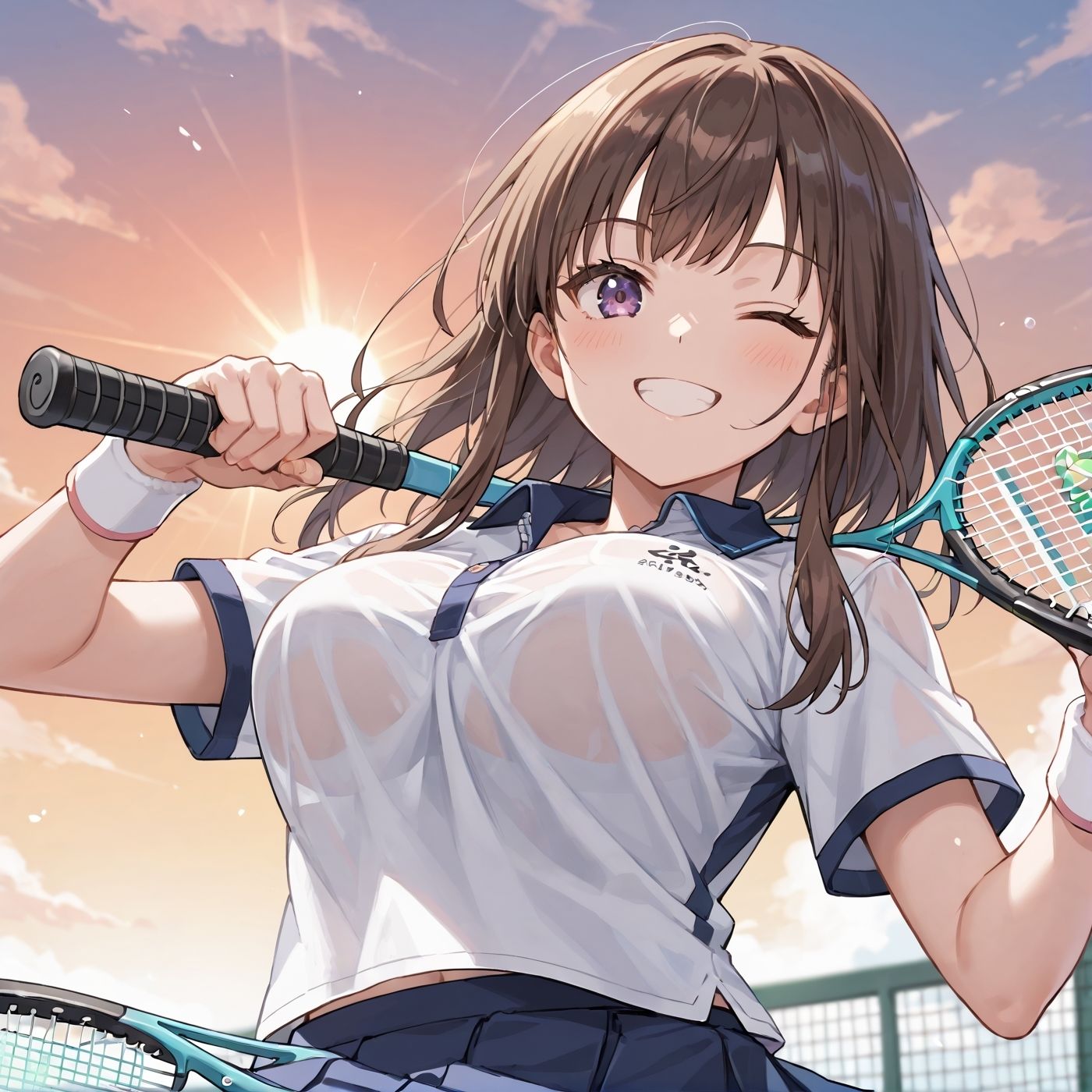 学園性活！ユニフォームに滲む汗  テニス部の本気がエロい1【汗かく美少女の厳選CG348枚収録】のサンプル画像 6