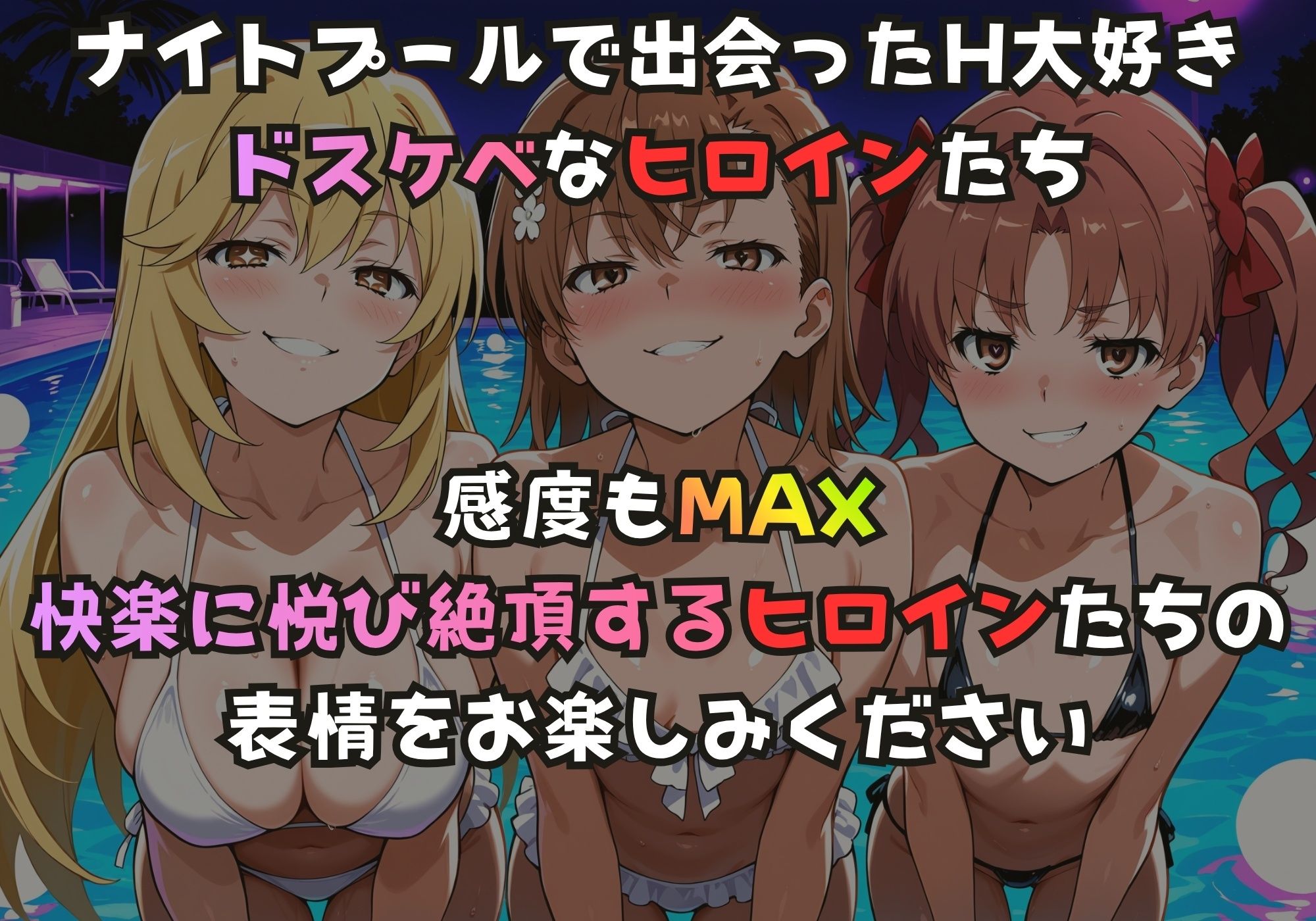 ナイトプールでガンギマるドスケベヒロイン食蜂〇折&御坂〇琴&白井〇子 画像1