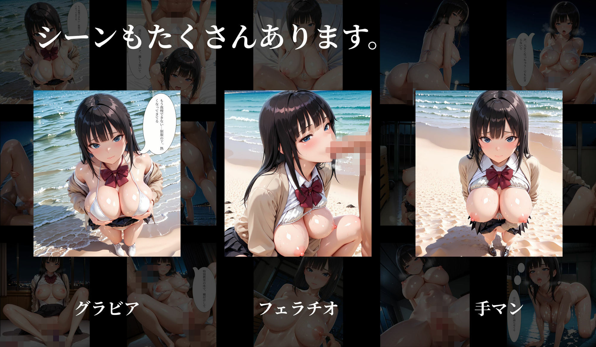 ［500枚の4K高画質（100枚以上にセリフあり）］夏浜学姦〜ネトゲ女生徒と浜辺で夜まで獣交尾〜 画像6