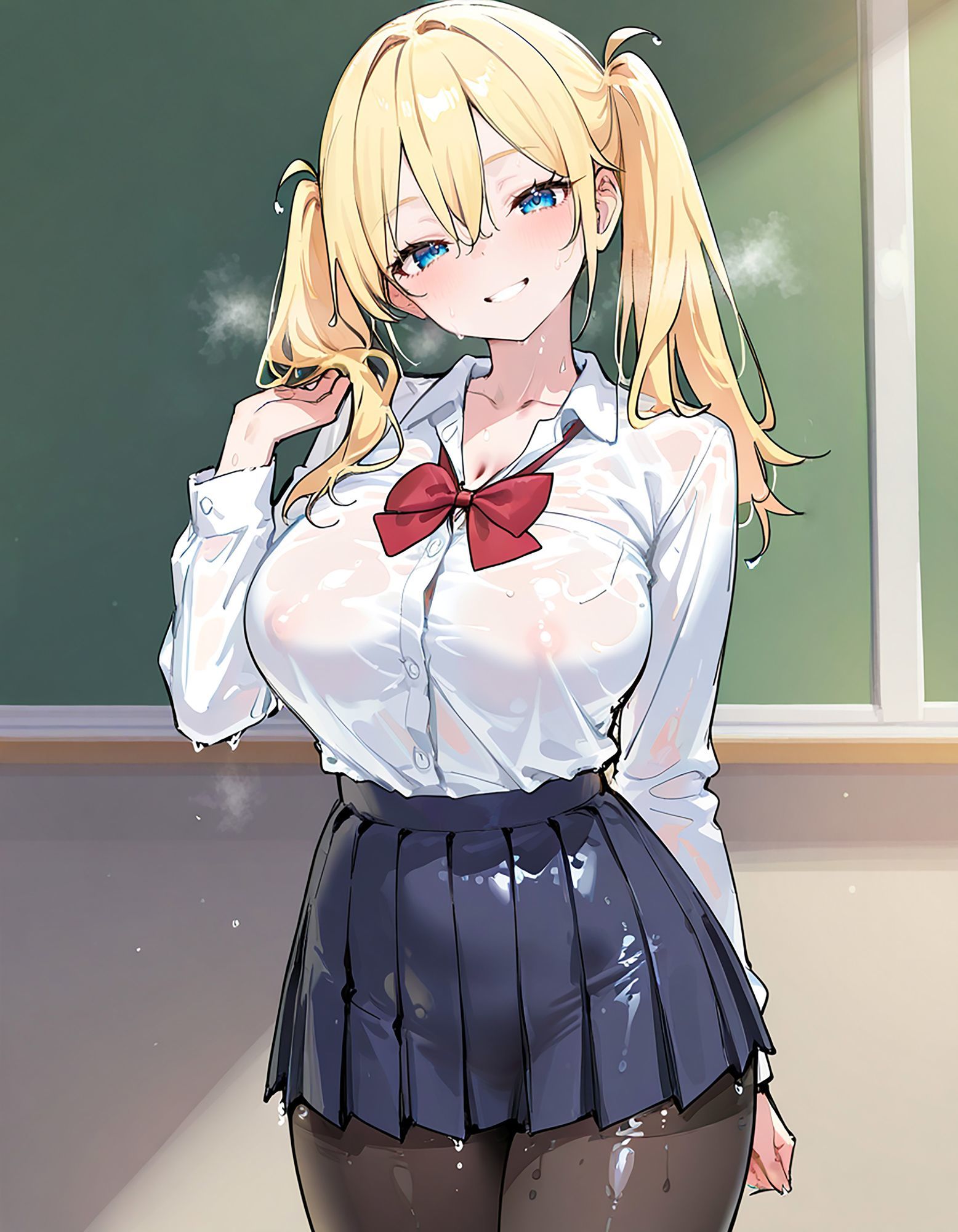 なまいきJ○快楽堕ち!制服黒スト×競泳水着の金髪ツインテギャルをアヘイキするまでわからせたったwwのサンプル画像 6