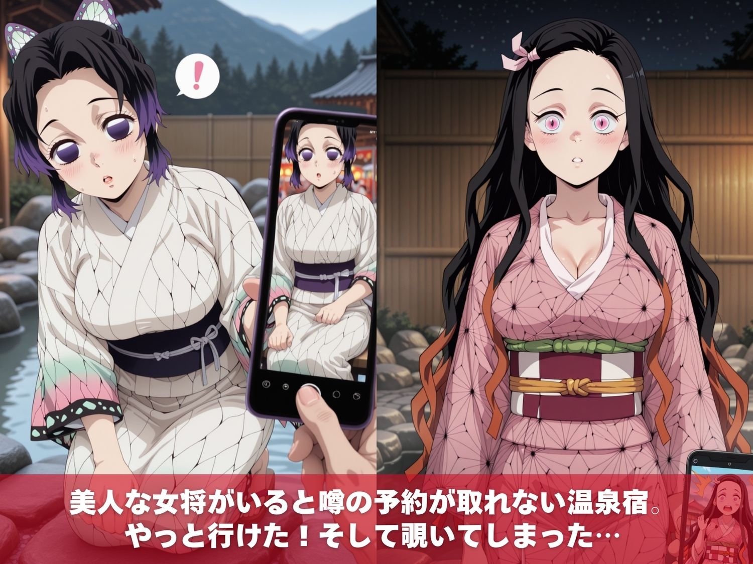 温泉宿の秘密（ハート）覗き見したら…〜鬼●の刃1〜のサンプル画像 1