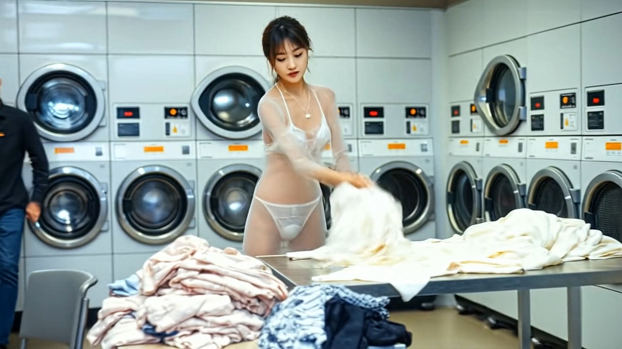 妄想23 コインランドリーでお嬢様の脚をおっぴろげ AI生成動画 画像7