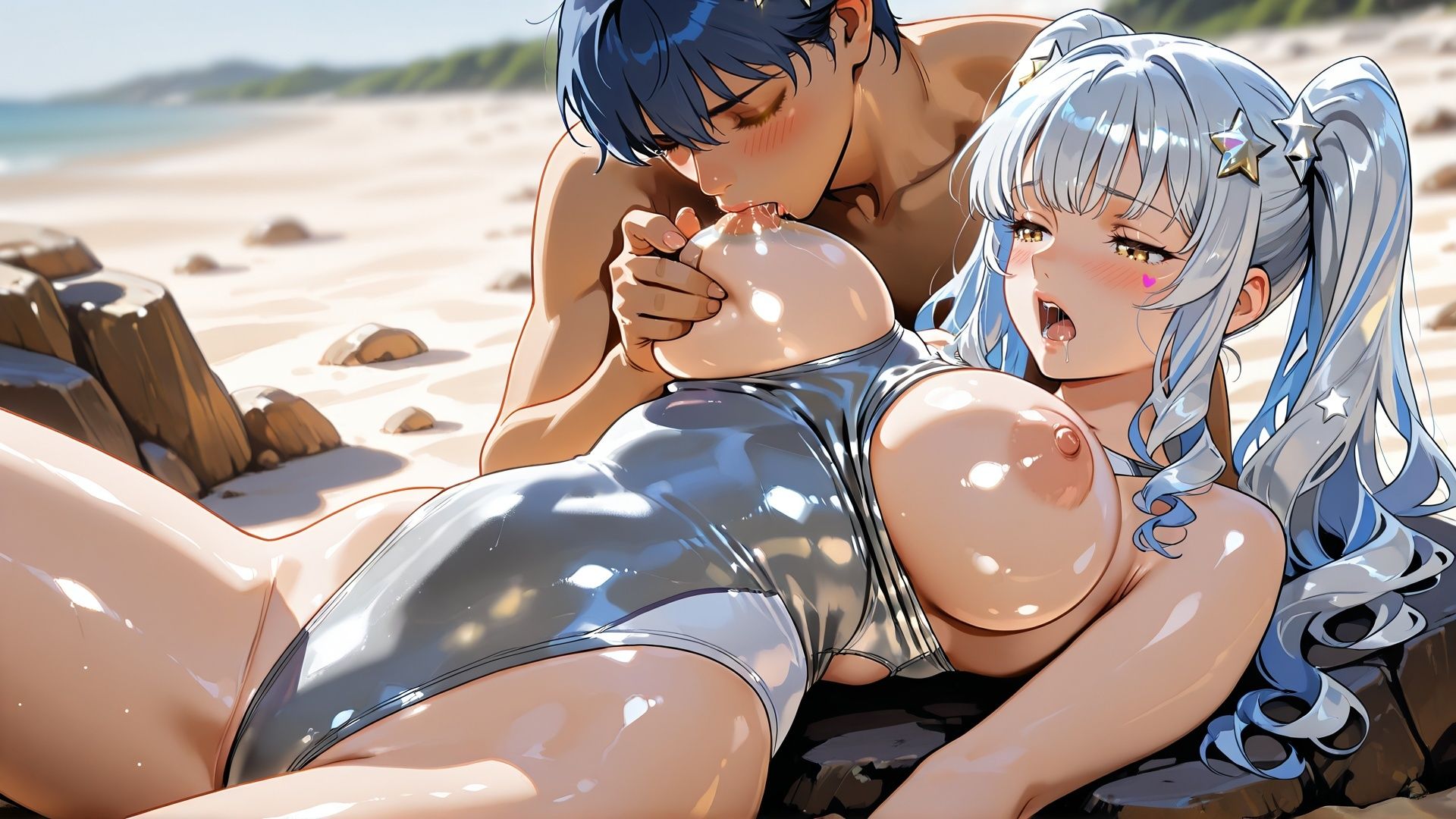 【4k120FPSフルアニメーション動画】乳もみ、乳首責め ビーチで青姦SEX 見られちゃたらどうしよう！！ ルナは我慢できませんのサンプル画像 5