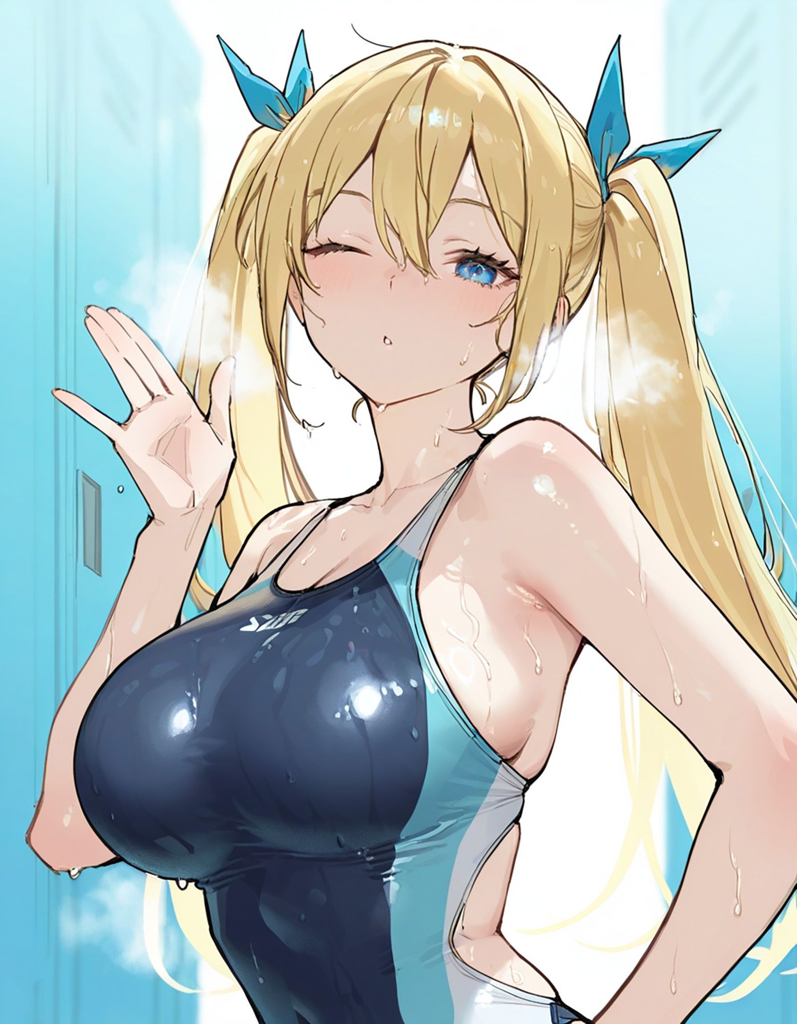 なまいきJ○快楽堕ち！制服黒スト×競泳水着の金髪ツインテギャルをアヘイキするまでわからせたったww 2 画像7