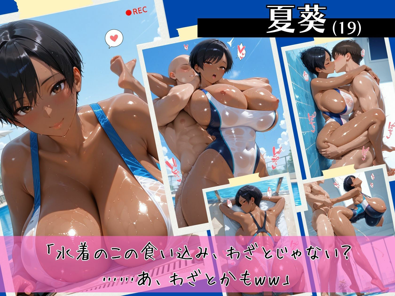 爆乳黒ギャル4人の競泳水着が限界突破な件 ぬるぬるプールサイドスペシャルのサンプル画像 3