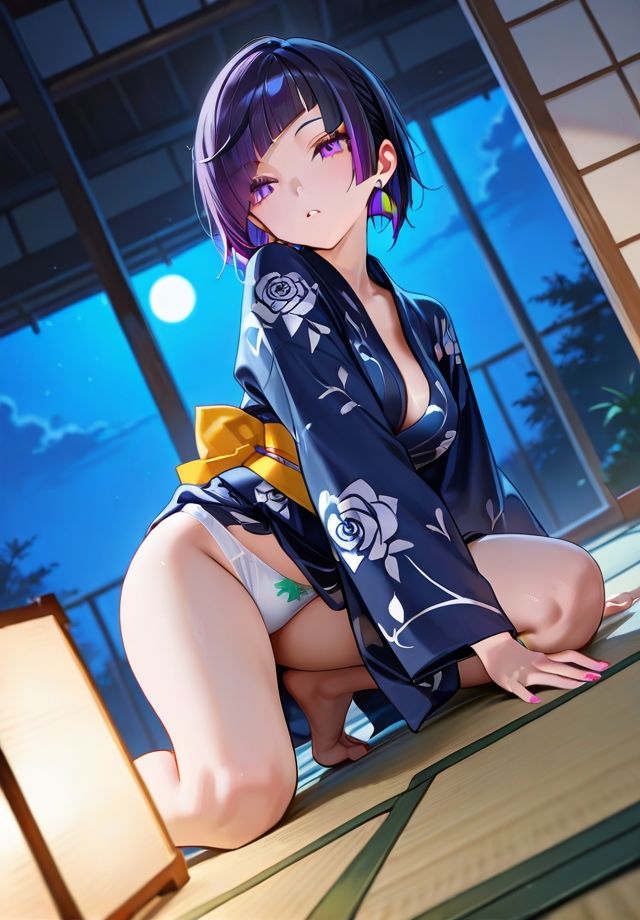 夏夜の浴衣から覗く下着の画像6