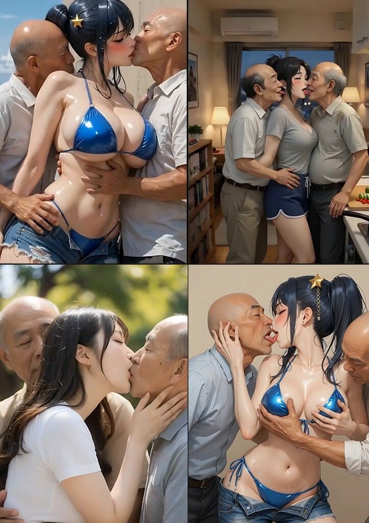美女とおじさんのディープキス キス好き大集合♪ 3P編2 画像8