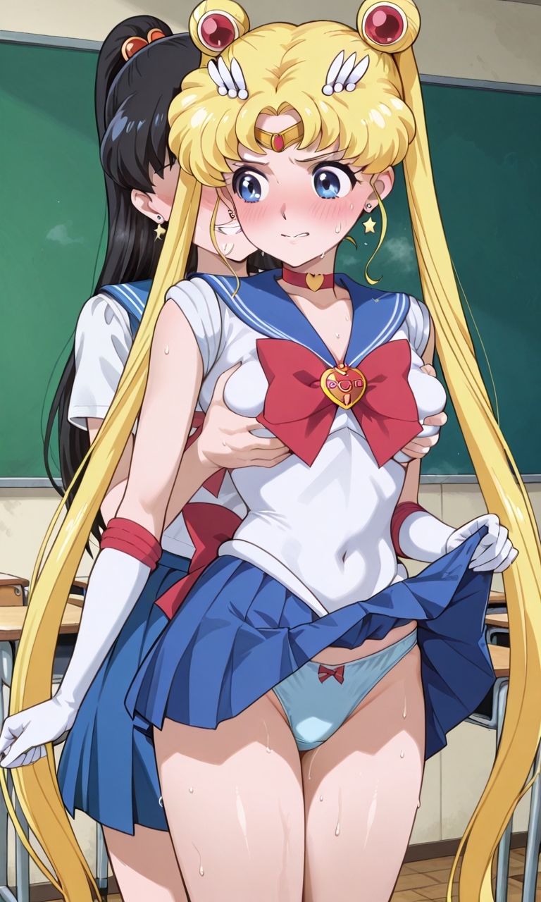 セーラー戦士が悪の美少女戦士にふたなり乱暴される(おまけCG付き)のサンプル画像 2