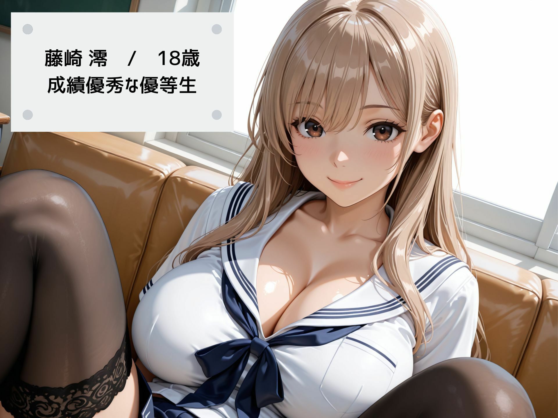 【4K高画質】清楚な巨乳JKの弱みを握り教室で秘密のセックス! 制服はだけて乱れまくり!のサンプル画像 6