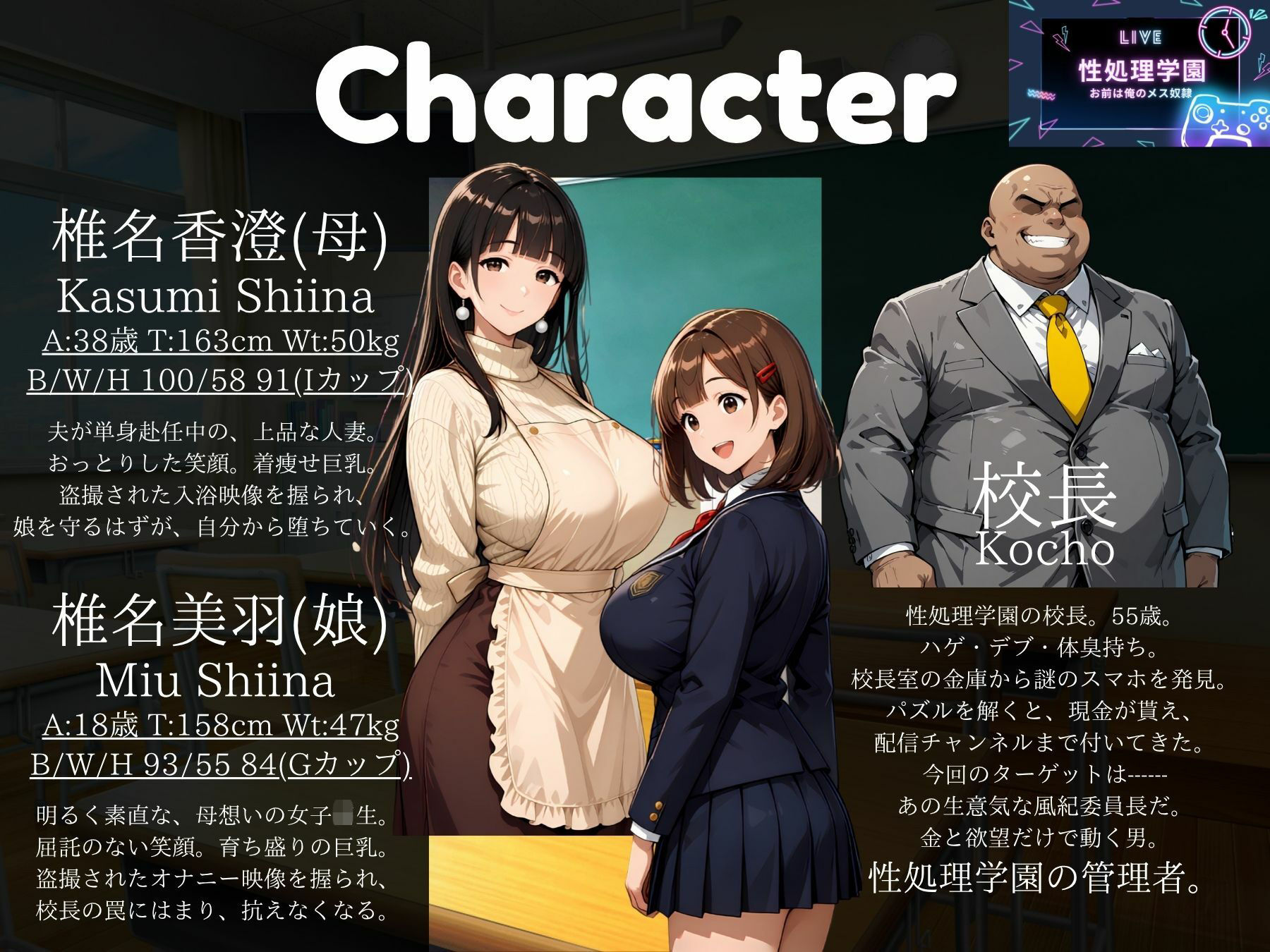 性処理学園【母娘編】巨乳母娘がNTRで親子丼に堕とされ種付け中出しされる話のサンプル画像 1