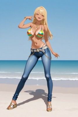 ★SEX有★【裸ジーンズ女子13】今夜は金髪ギャルとヤりまくり！！のサンプル画像 1