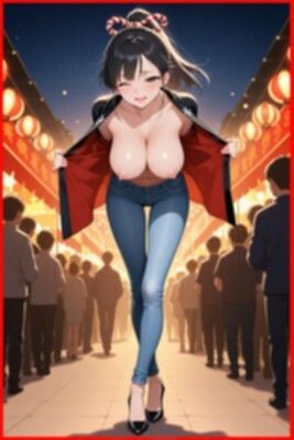 ★SEX有★【裸ジーンズ女子14】裸ジーンズ女子と夏祭りのサンプル画像 1