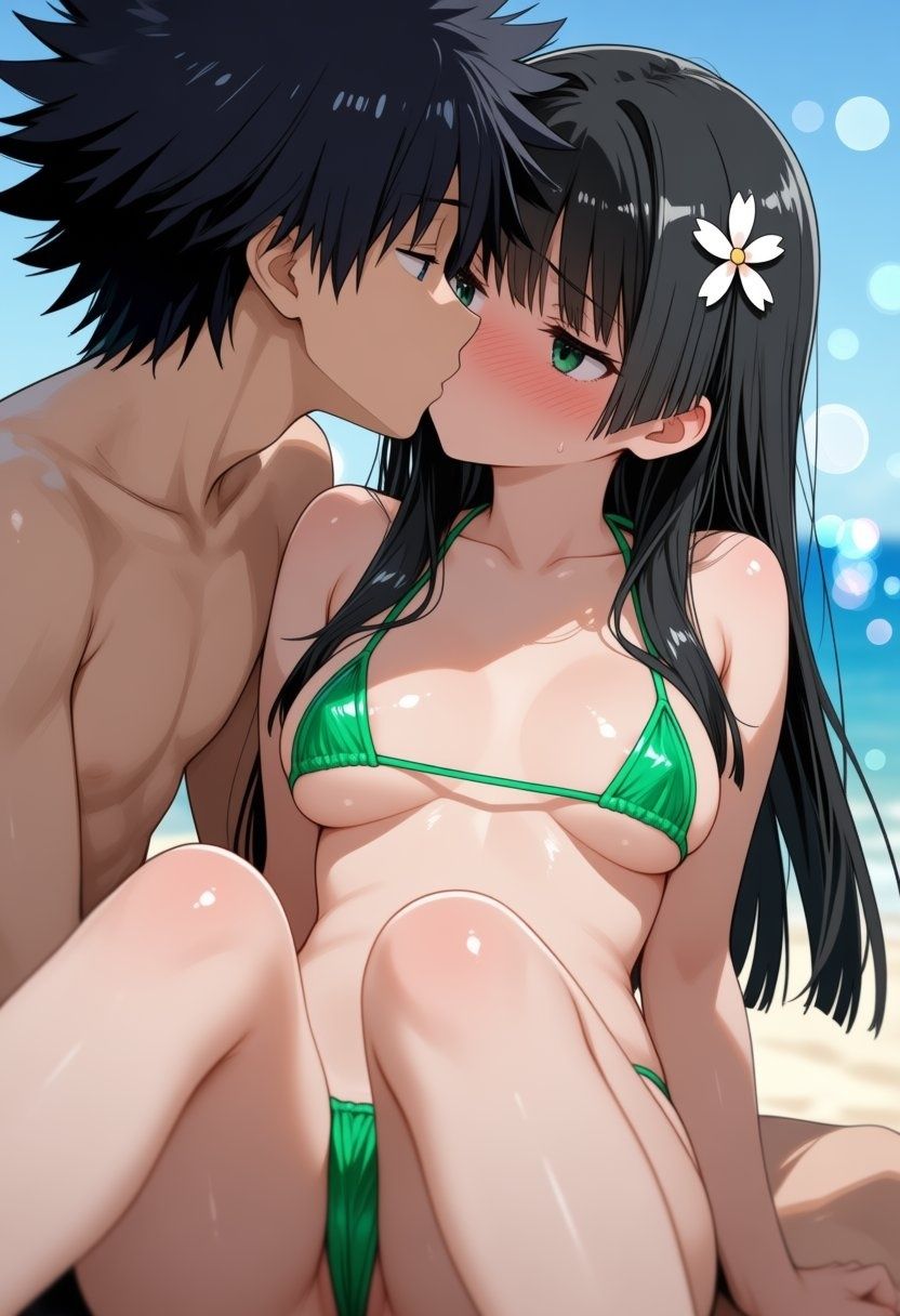 佐◯涙子、食◯操祈が際どい水着でビーチでセックスする【CG206枚】のサンプル画像 2