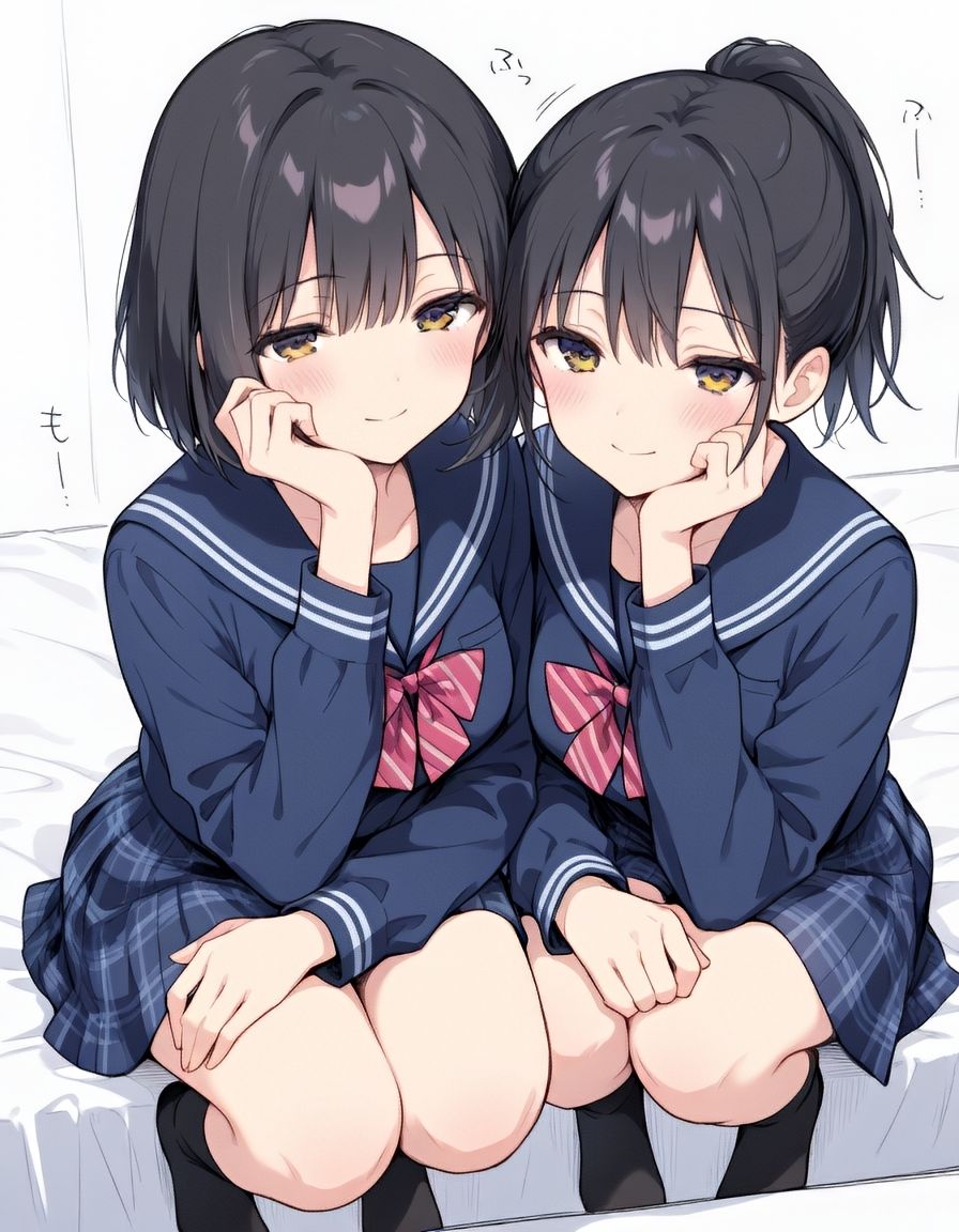 『美少女たちの、恥じらい3P×ハーレムえっち。』vol1 黒髪でかぱいver.【巨乳/制服】のサンプル画像 1