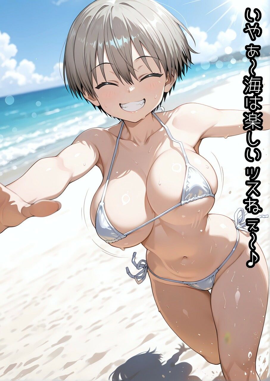 ［AIイラストCG］ 宇〇ちゃんと海でXXXしたい！のサンプル画像 1