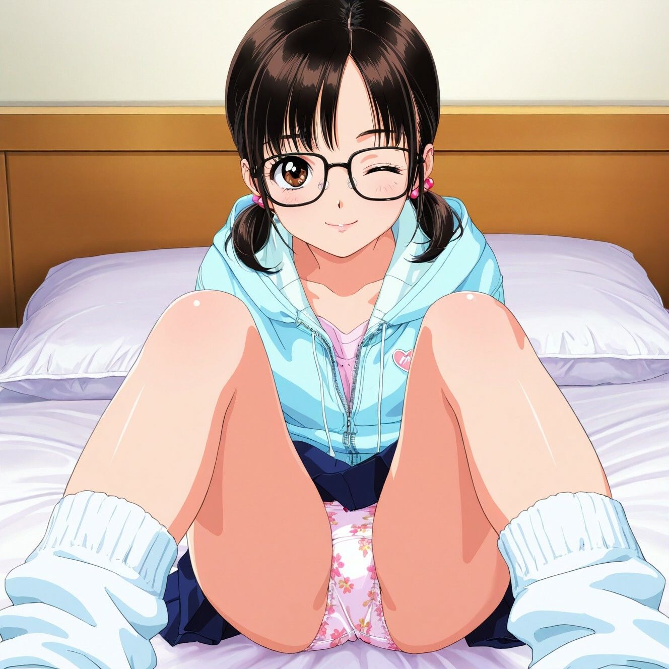 レトロアニメ風JKのM字＆四つん這いパンチラのサンプル画像 3