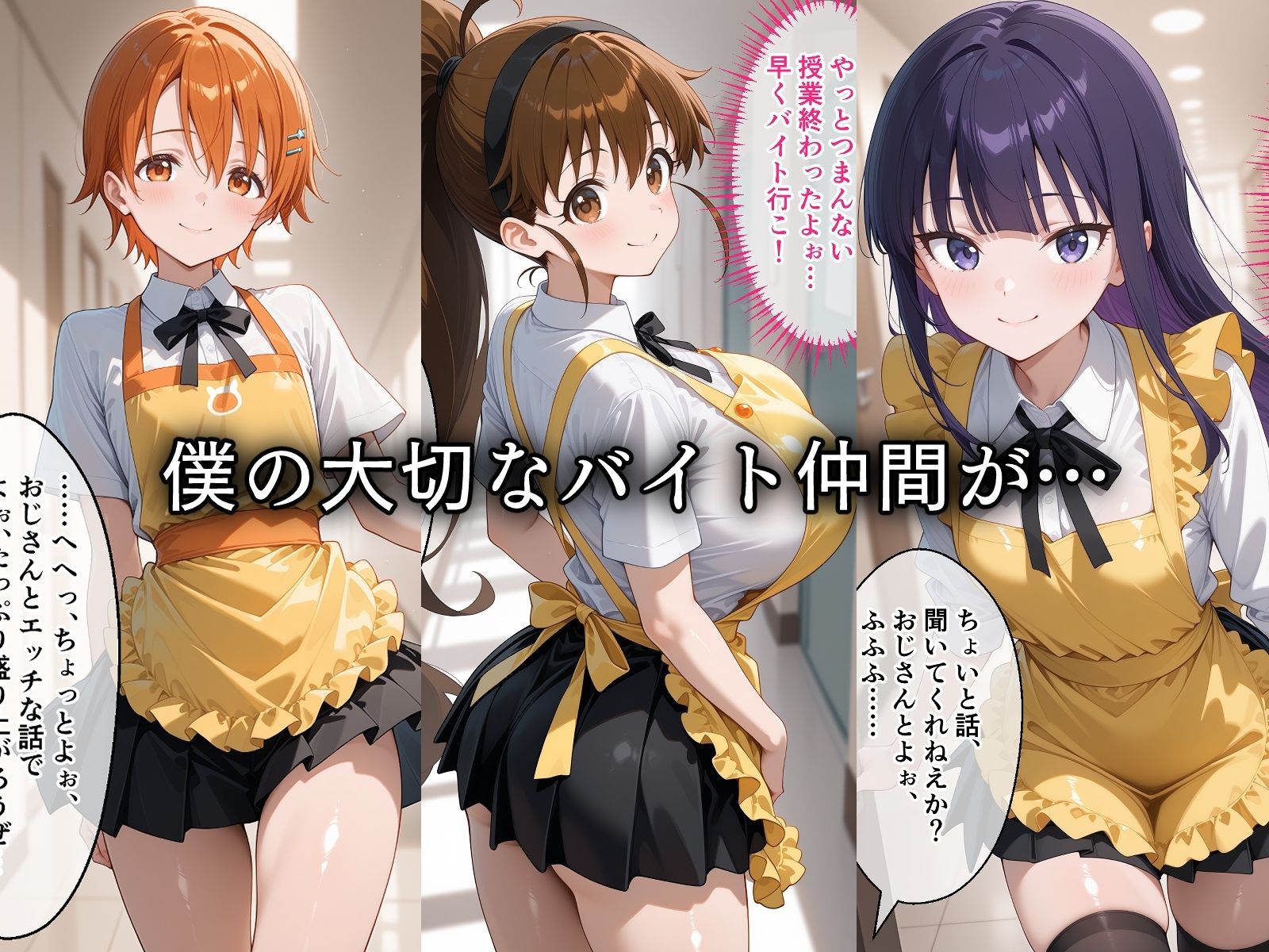 寝取られた巨乳ウェイトレスたち〜催〇アプリで種付け完了のサンプル画像 1