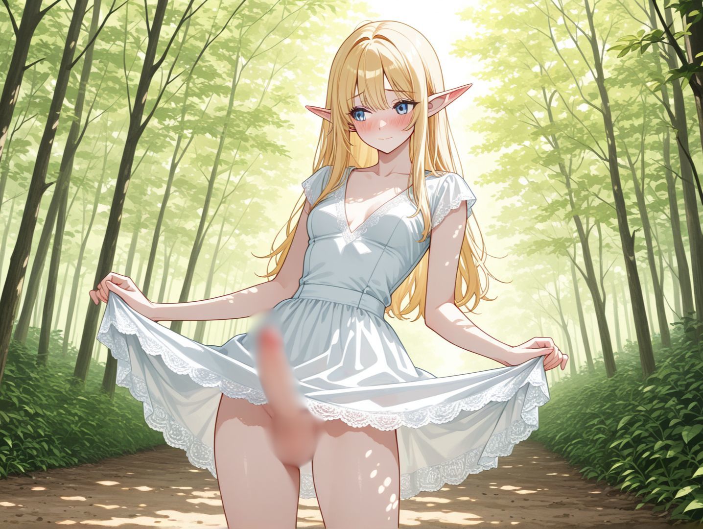 ふたなりエルフの野外オナニーのサンプル画像 2