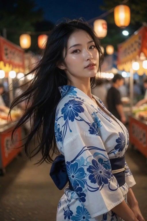 浴衣のAI彼女と縁日デートもちろん最後は野外でエッチをしこたま楽しんだ夏のサンプル画像 5